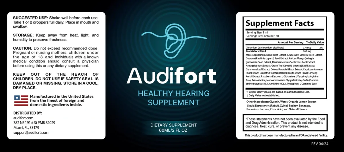 Supplement facts label